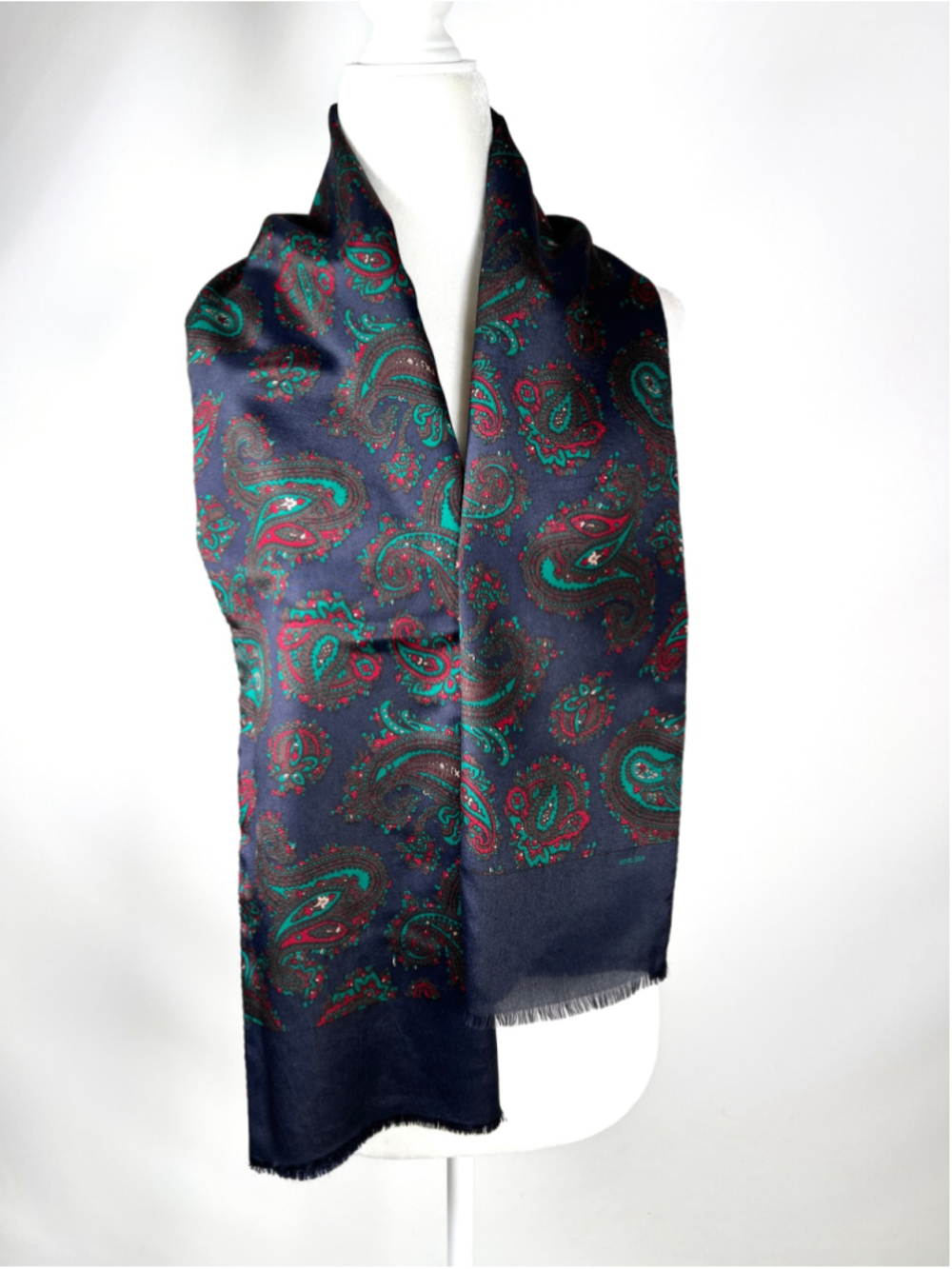 Royal Silk Mens Scarf Paisley Scarf One Size Blue Red Silk Wool